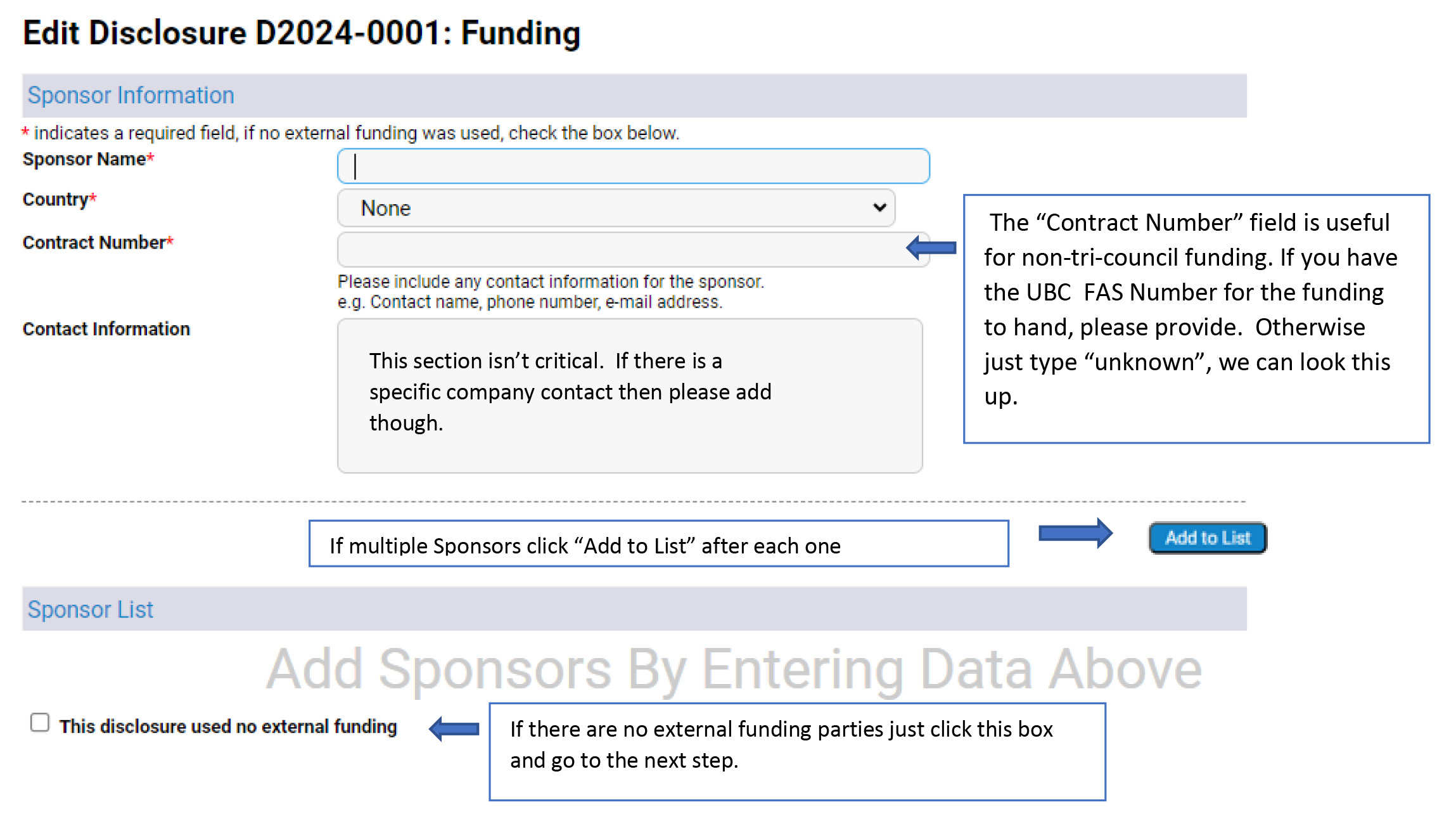 funding fields screenshot